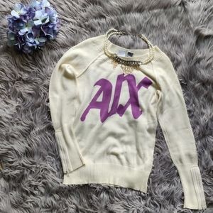 💟 Armani Exchange~ Off White and Purple Sweater